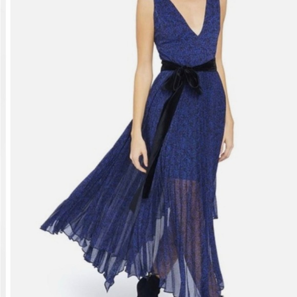 NWT Alice + Olivia lace midi dress pleated & asymmetrical size 8 - Picture 2 of 11